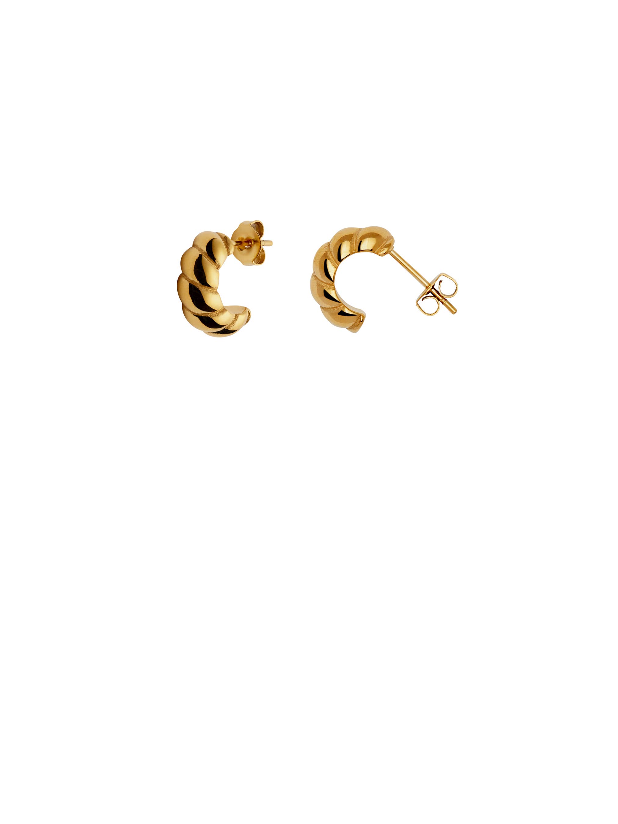 Nordic Muse - Wholesale Huggie Earrings - Gold Small Ridge Huggie Hoop, Waterproof3