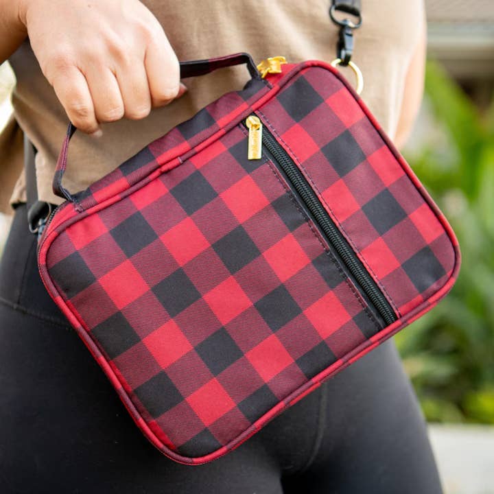 Lion + Lamb - Wholesale Crossbody Bag - Women's - Red Black Plaid Women's Crossbody Bible Cover Tote Bag