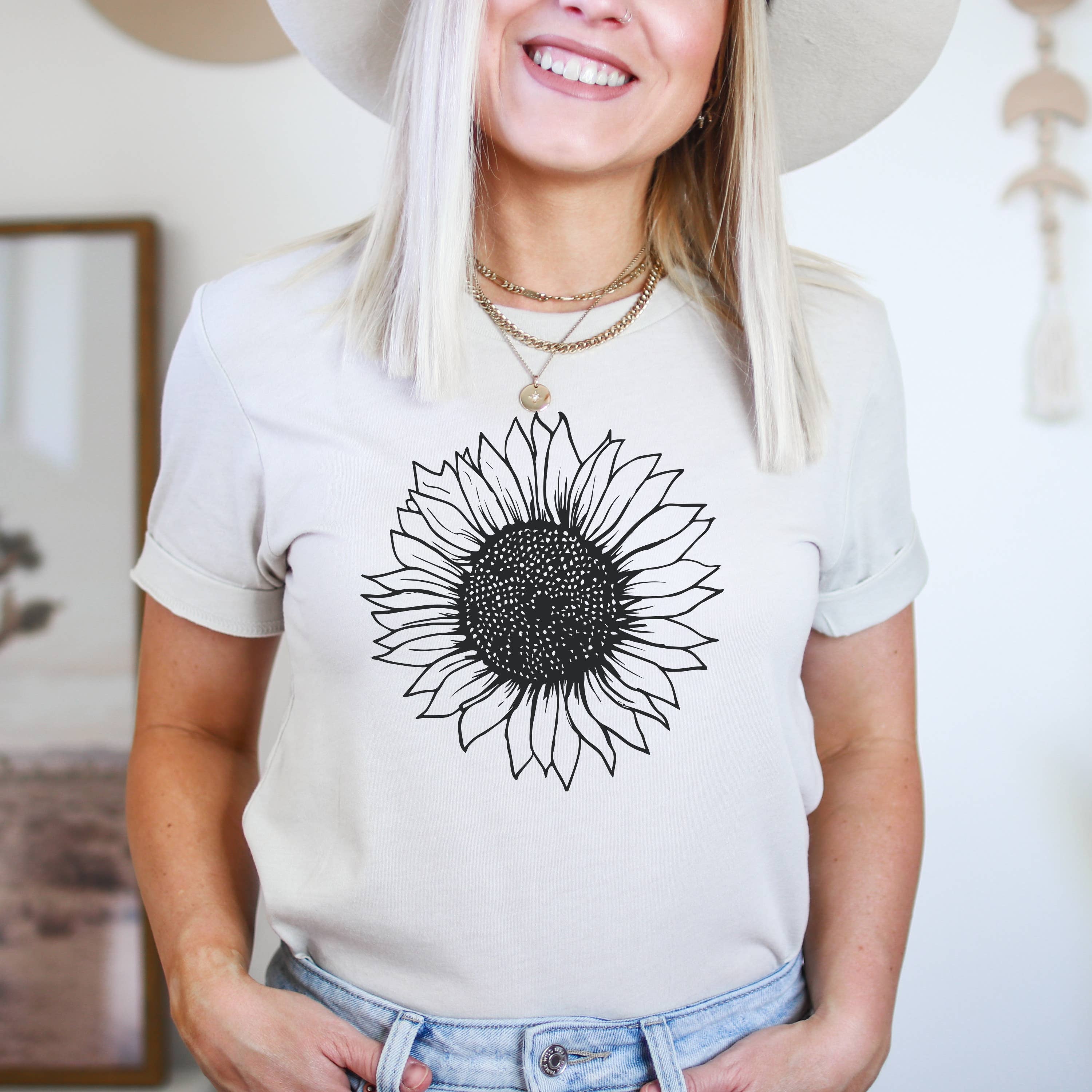 Humm & Willow - Vendita all'ingrosso Maglietta serigrafata - Donna - Camicia Girasole - Camicia floreale - Boutique Bestseller5