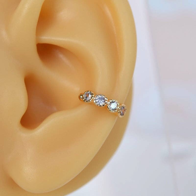 StockJWL – wholesale Cuff/wrap earrings – Compression Stone Cartilage Earrings Ear Cuff with Zircon Stone  Gold Silver5