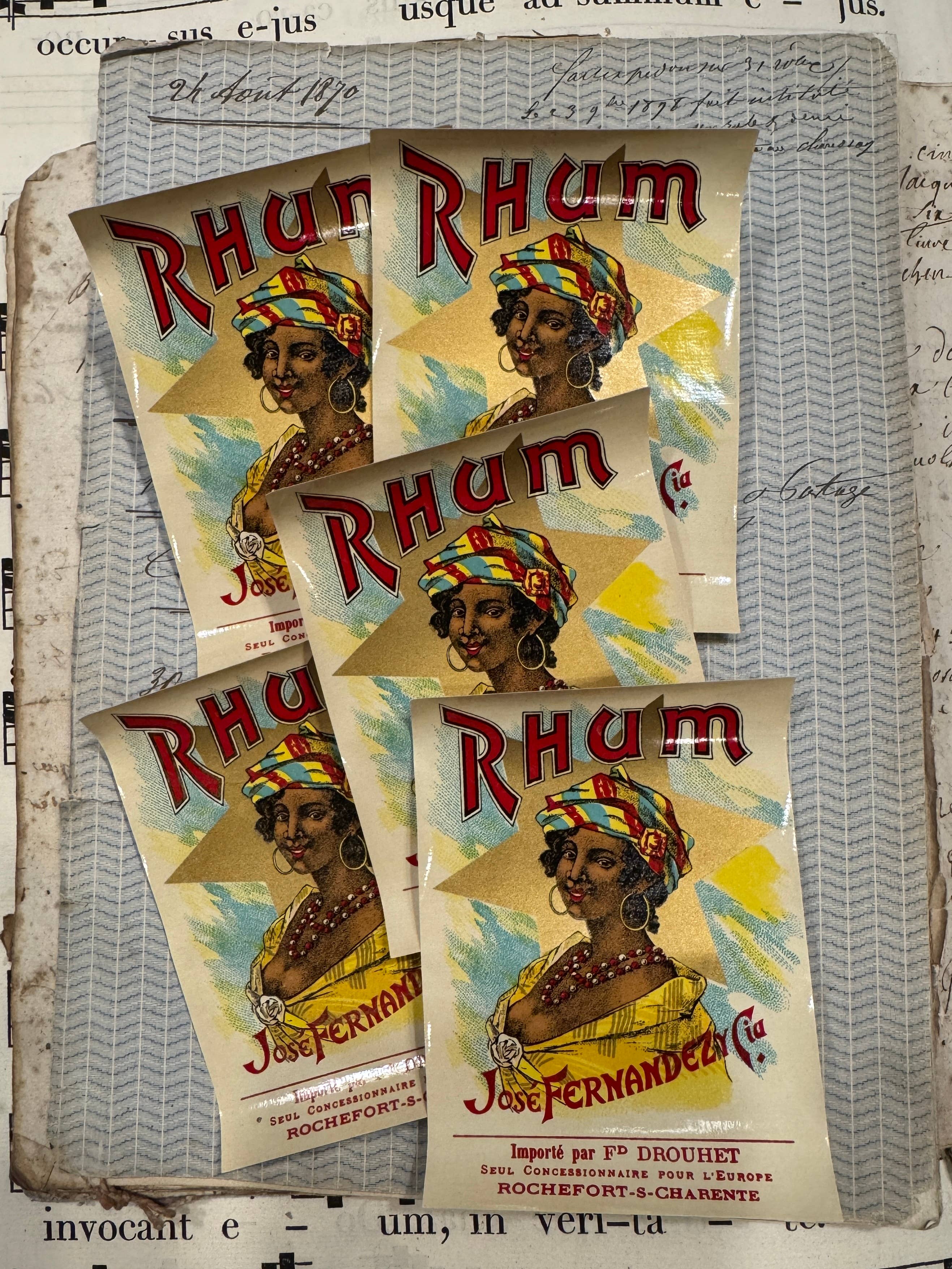 Monahan Papers – wholesale Craft supplies – RARE Antique French RHUM Labels - Set/5