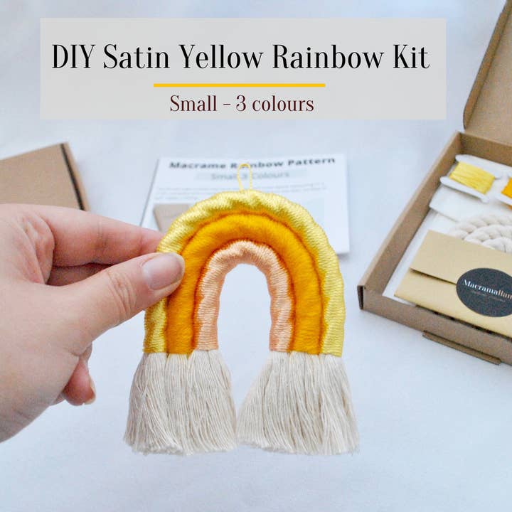 DIY Sunshine Yellow Small Macrame Rainbow Craft Kit for wholesale by Macramallama