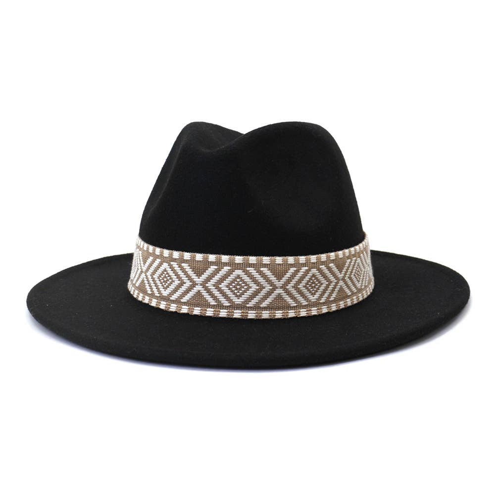 Suzie Q USA - Wholesale Fedora - Women's - Aztec Belt Retro Flat Fedora Hat8