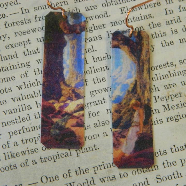 Øreringe Maxfield Parrish kvinde med frøen for engroshandel hos Sarah Wood Studio