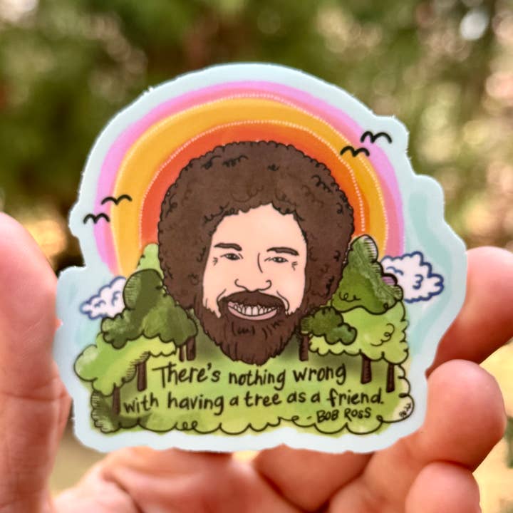 Bob Ross {autocollant} pour la vente par Uncle Dunc's Sticker Shoppe
