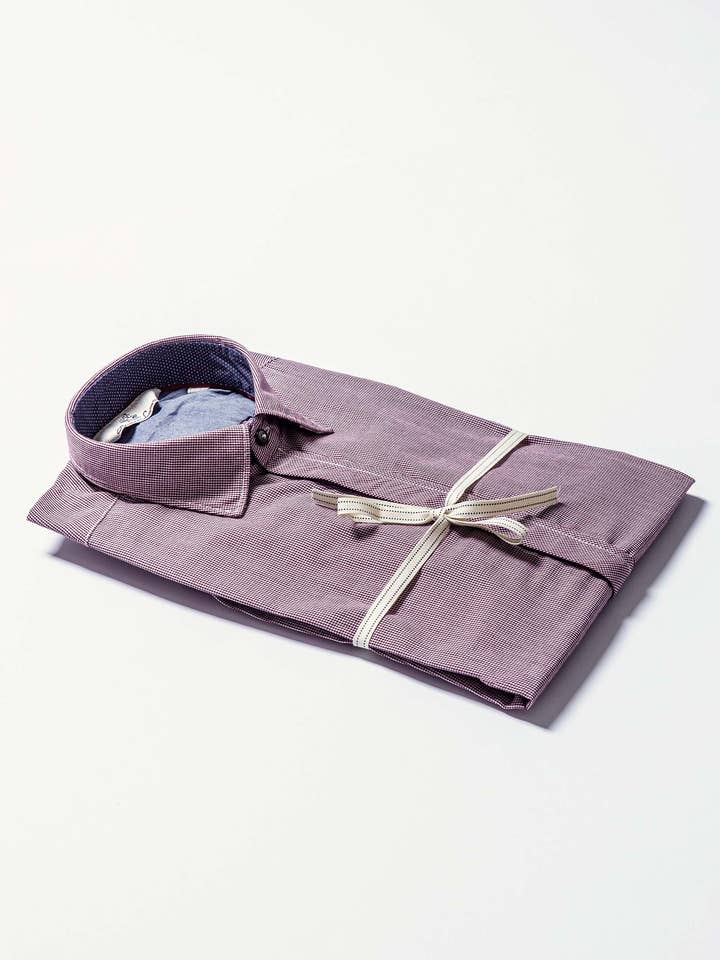 Camicia a Quadretti Vichy Rosso Collo Italiano per la vendita all'ingrosso da parte di Alessandro Lamura