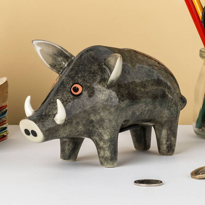 Handmade Ceramic Wild Boar Money Box for wholesale by Hannah Turner Ltd
