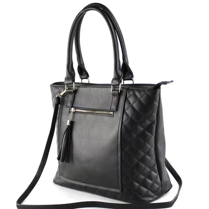 Black 7807 Elegant Tote With Tassels for wholesale on Faire