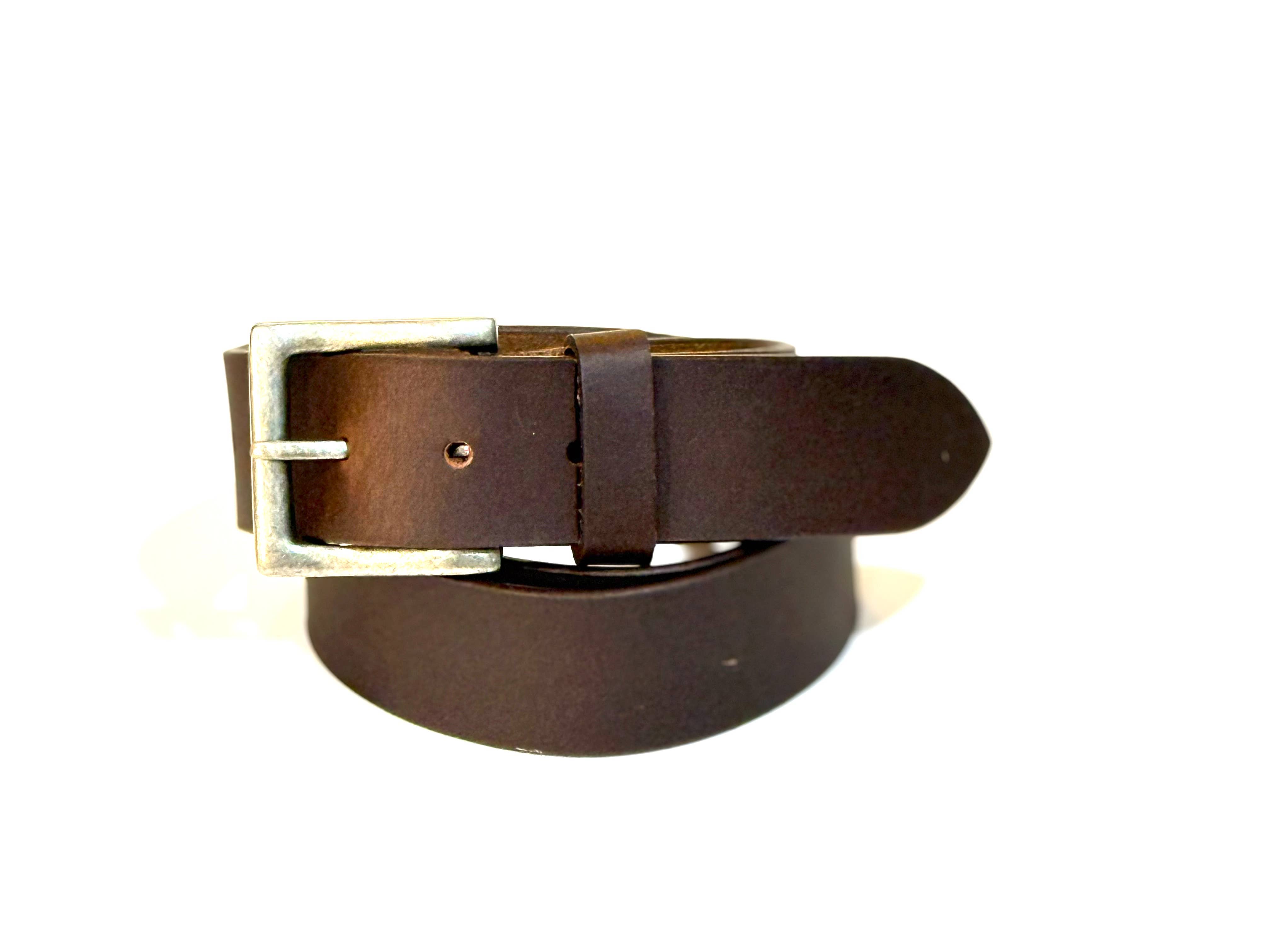 Greenwood Leather - Wholesale Belt - Unisex - Leather Brown Belt with Silver Buckle Jeans