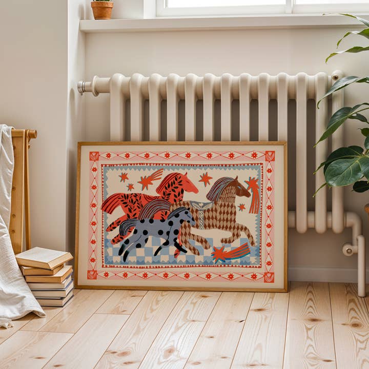 Carole Hillman - Wholesale Art Print - Pink Horse Running 5