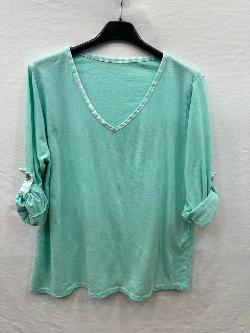 Mimi & Gogo – T-shirt – Mulher por atacado – T-shirt gola vichy @96893_TsColVichy5