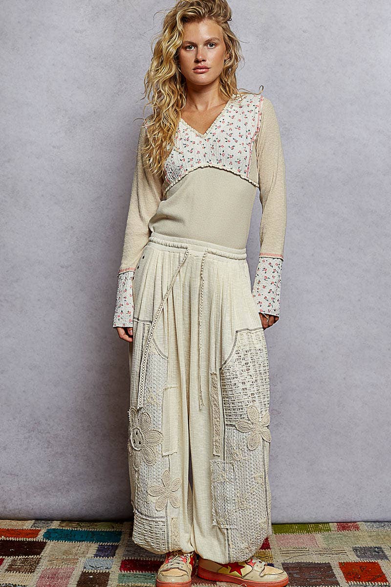 Pol Clothing - Wholesale Pants - Women's - Solid pattern patch detail rib knit jogger pants7