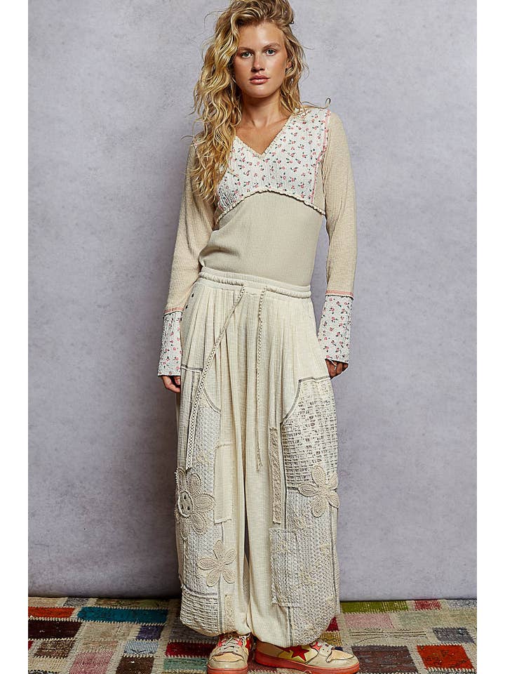 Pol Clothing - Wholesale Pants - Women's - Solid pattern patch detail rib knit jogger pants7