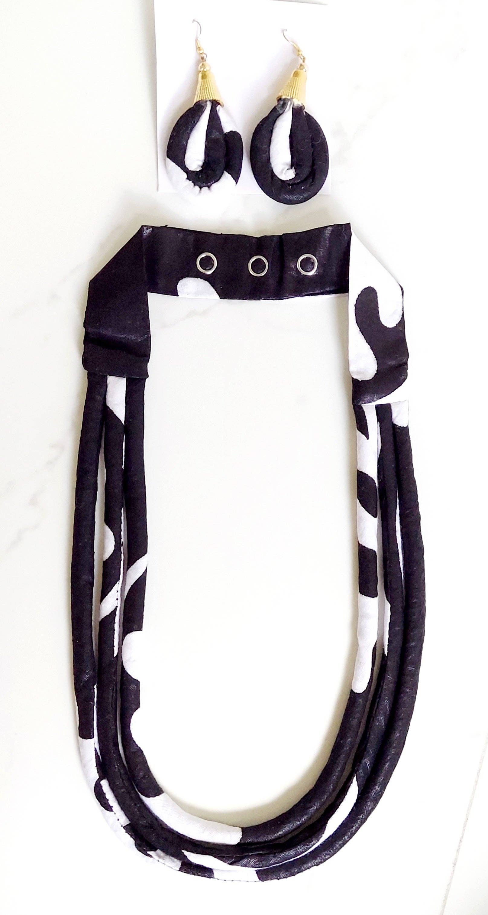 India Batik – Conjunto de joias por atacado – Conjunto de Colar e Brincos em Tecido 3 Camadas0