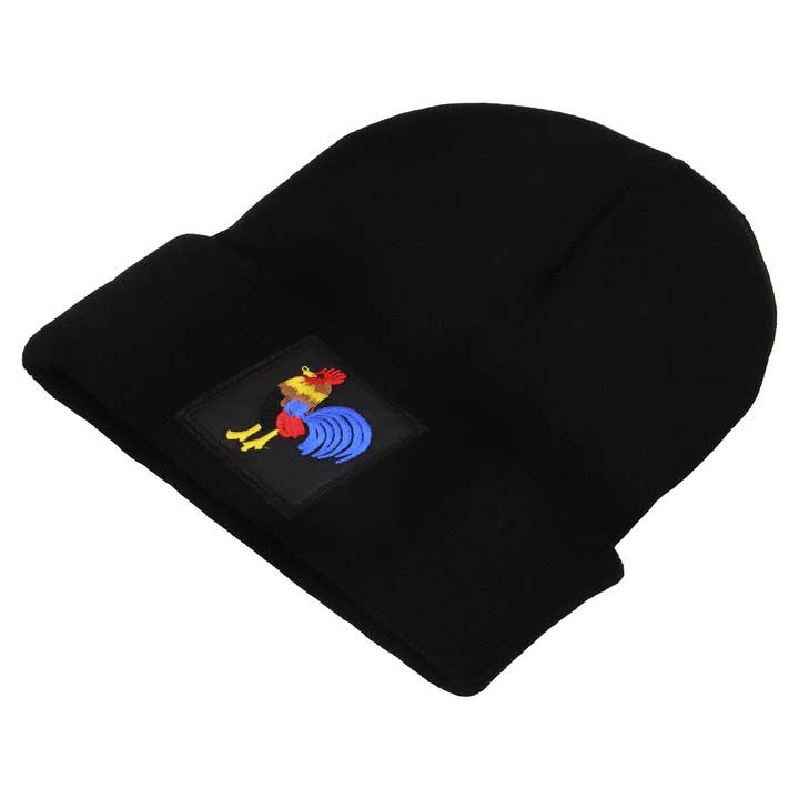 Rooster Classic Black Acrylic Cuffed Beanie for wholesale on Faire3