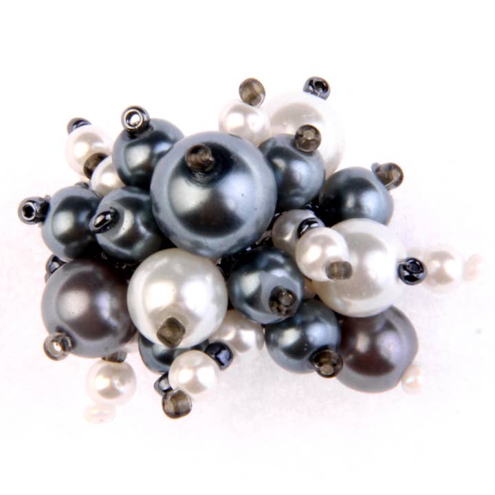 Faux Pearl Seed Beaded elastic band grey & white for wholesale by Erik & Mike