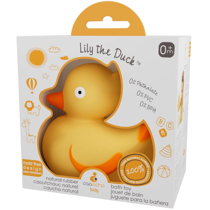 CaaOcho Natural Rubber Toys – wholesale Bath toy – Baby – Lily the Duck Bath Toy Hole Free - 100% Pure Natural Rubber