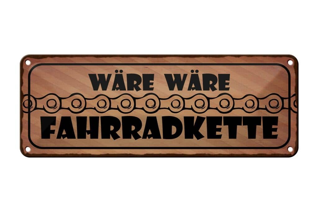 Femer - Vendita all'ingrosso Cartelli - Targa decorativa in metallo con scritta «sarebbe una catena da bicicletta», targa decorativa in metallo, 27 x 10 cm0