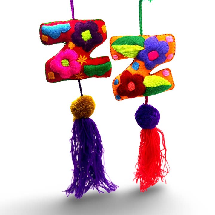 Z Letter Alphabet Multicolored Felted Embroidered Charm for wholesale by Sanyork Fair Trade