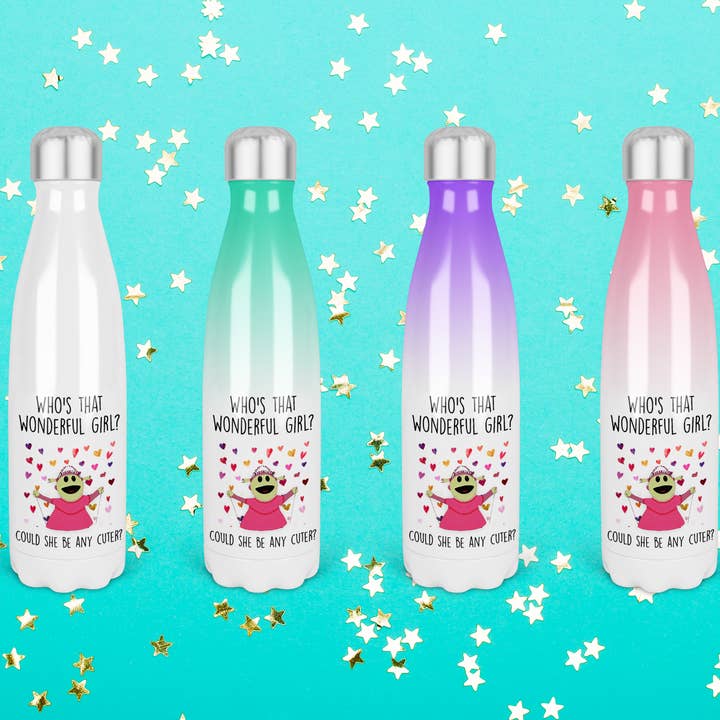 Who's that wonderful girl, could she be any cuter - Mona - Nanalan - Water Bottle for wholesale by Prickly Cards