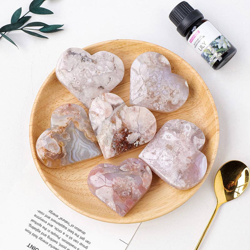 Moon Rituals – Engroshandel Spirituelle sten og krystaller – Blomsteragat Krystalhjerte - Følelsesmæssig Vækst & Glæde