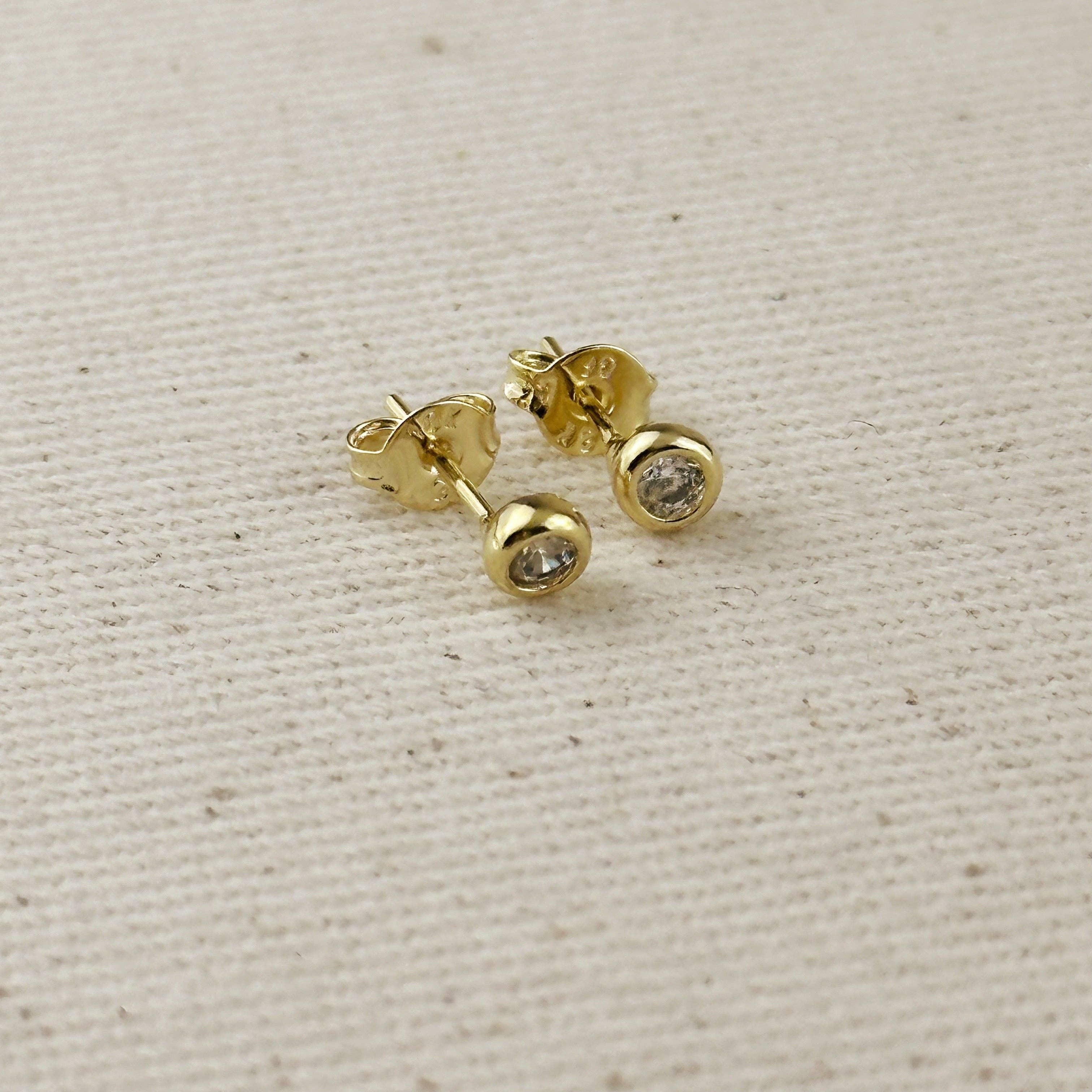 GoldFi - Wholesale Stud/Post Earrings - 18K Gold Filled Dainty Bezel CZ Birthstone Stud Earrings3