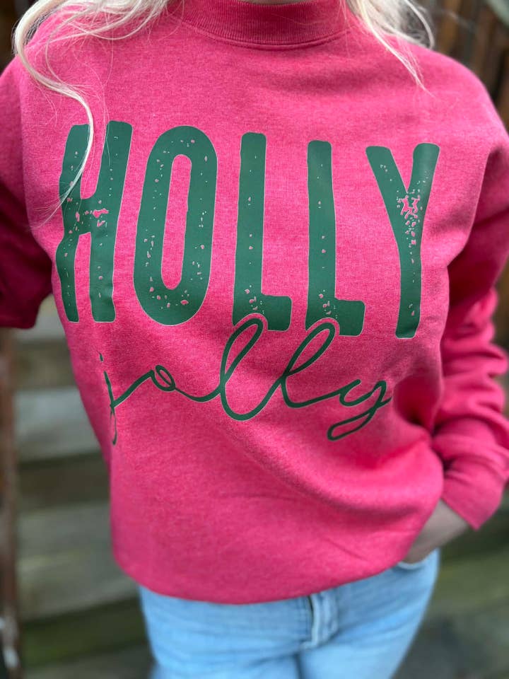 VINTAGE HOLLY JOLLY SWEATSHIRT for wholesale by Adelle Linen