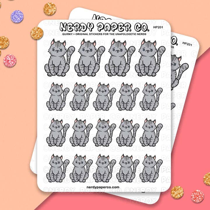 Minerva katten - Handritat klistermärksark i vinyl för wholesale av NERDY PAPER CO.