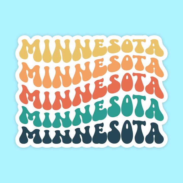 Minnesota Retro State Name Sticker for wholesale by The State Stickers