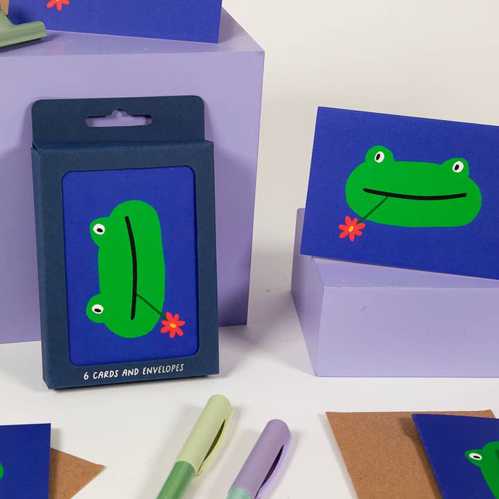 Pack of 6 x Frog Cards -Cute - A7 - Animal - Multipack for wholesale by Rumble Cards