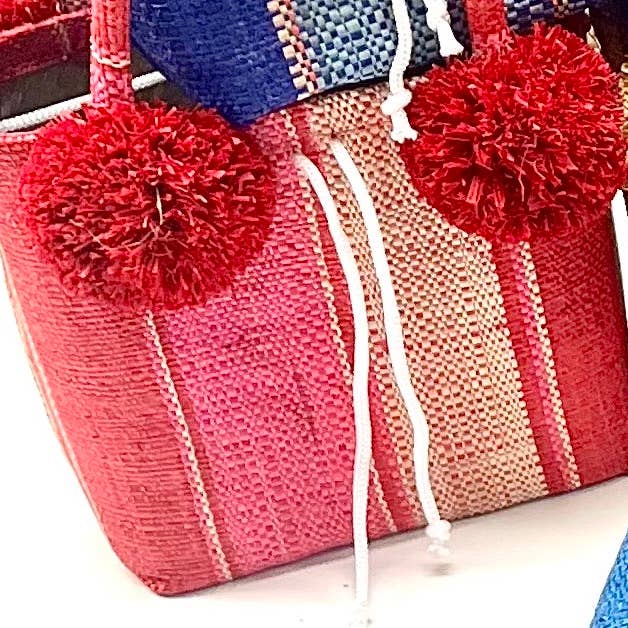 Shebobo - Wholesale Top Handle Bag - Women's - Schooner Straw Mini Bag with Pompom Accent7