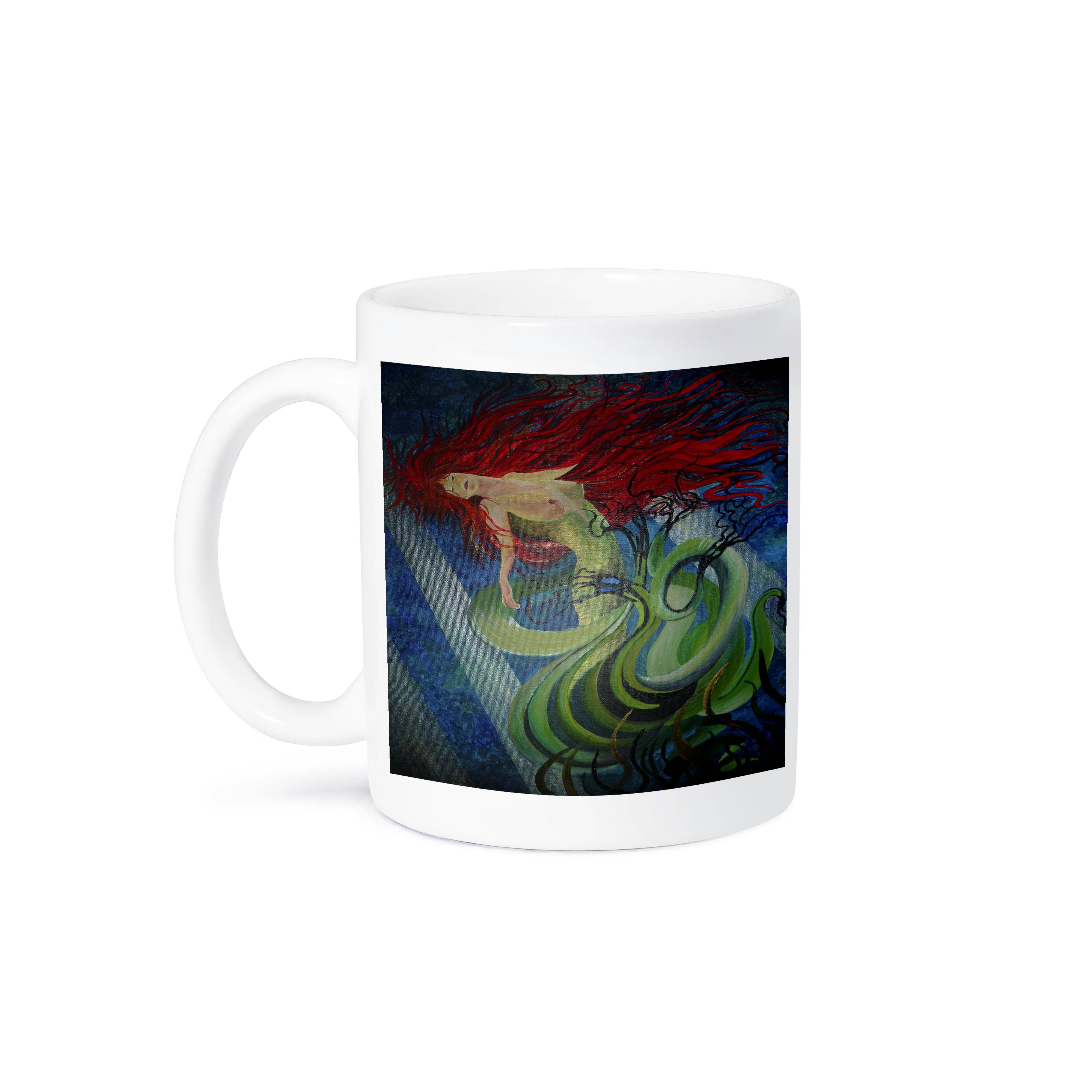 3dRose - Wholesale Coffee Mug - 3dRose, Enchanted Mermaid - fantasy, mermaid, mythological, ocean nymph, redhead, sea nymph, siren, Mug8