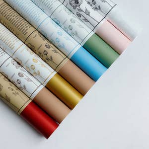 white cosmos flowers ink and watercolor Wrapping Paper by Color and Color