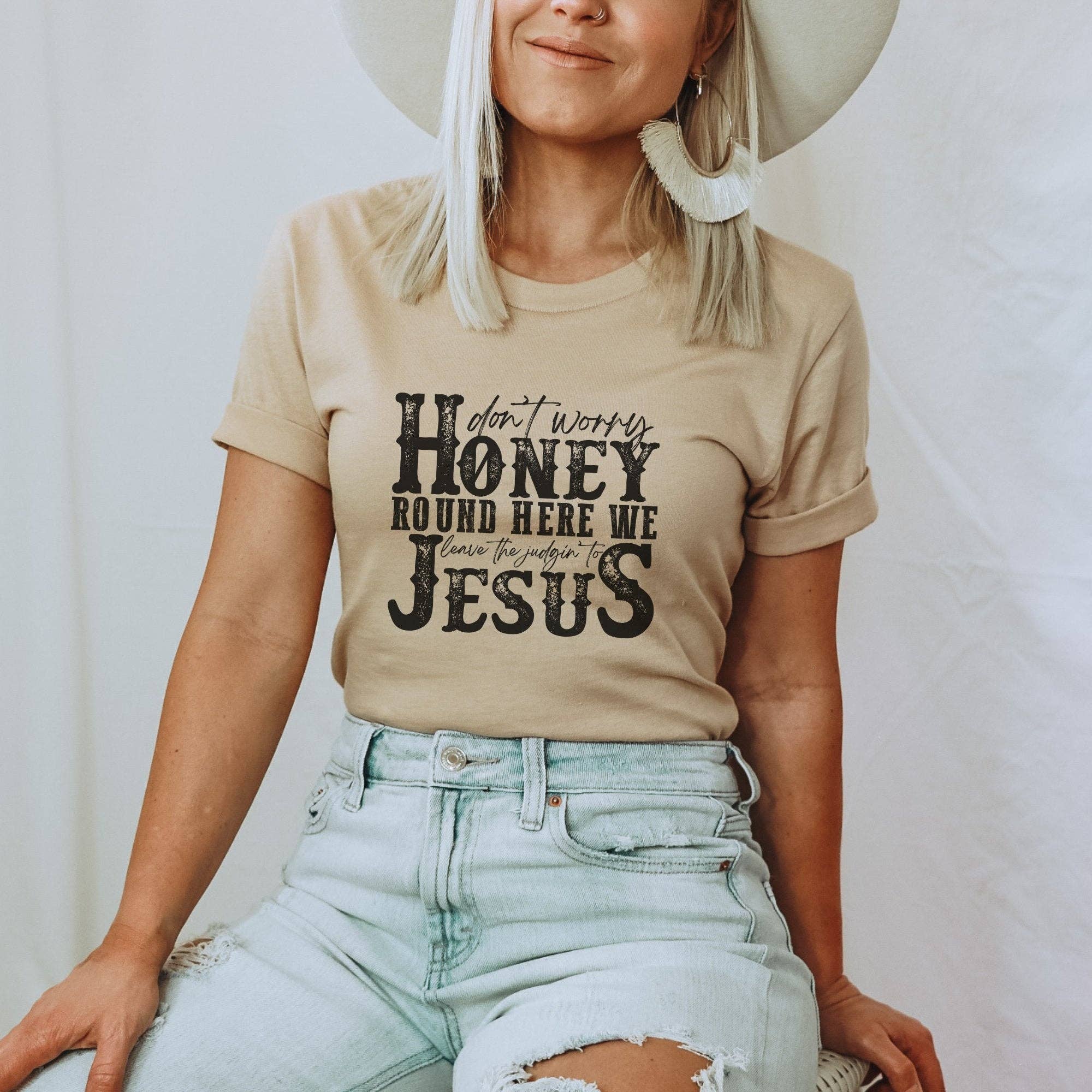 Trendznmore - Modern Graphic Apparel - Wholesale Screen Printed T-Shirt - Women's - Leave the Judgin to Jesus Western Graphic Tee8