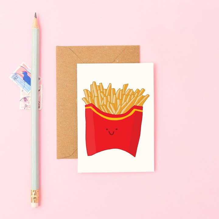 French Fries Mini Card | Cute Chips Card | Small Foodie Card for wholesale by You've Got Pen On Your Face
