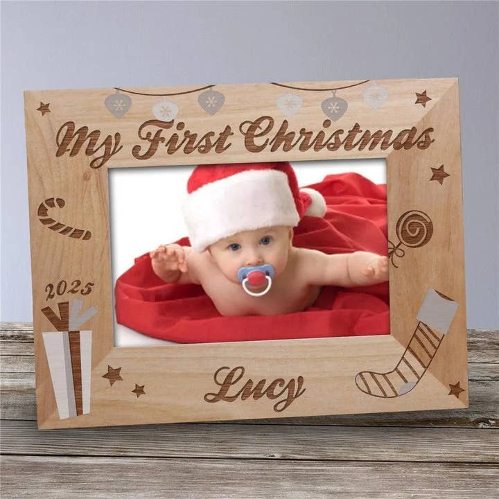 My First Christmas Engraved Picture Frame for wholesale by Sunny Jar Personalized