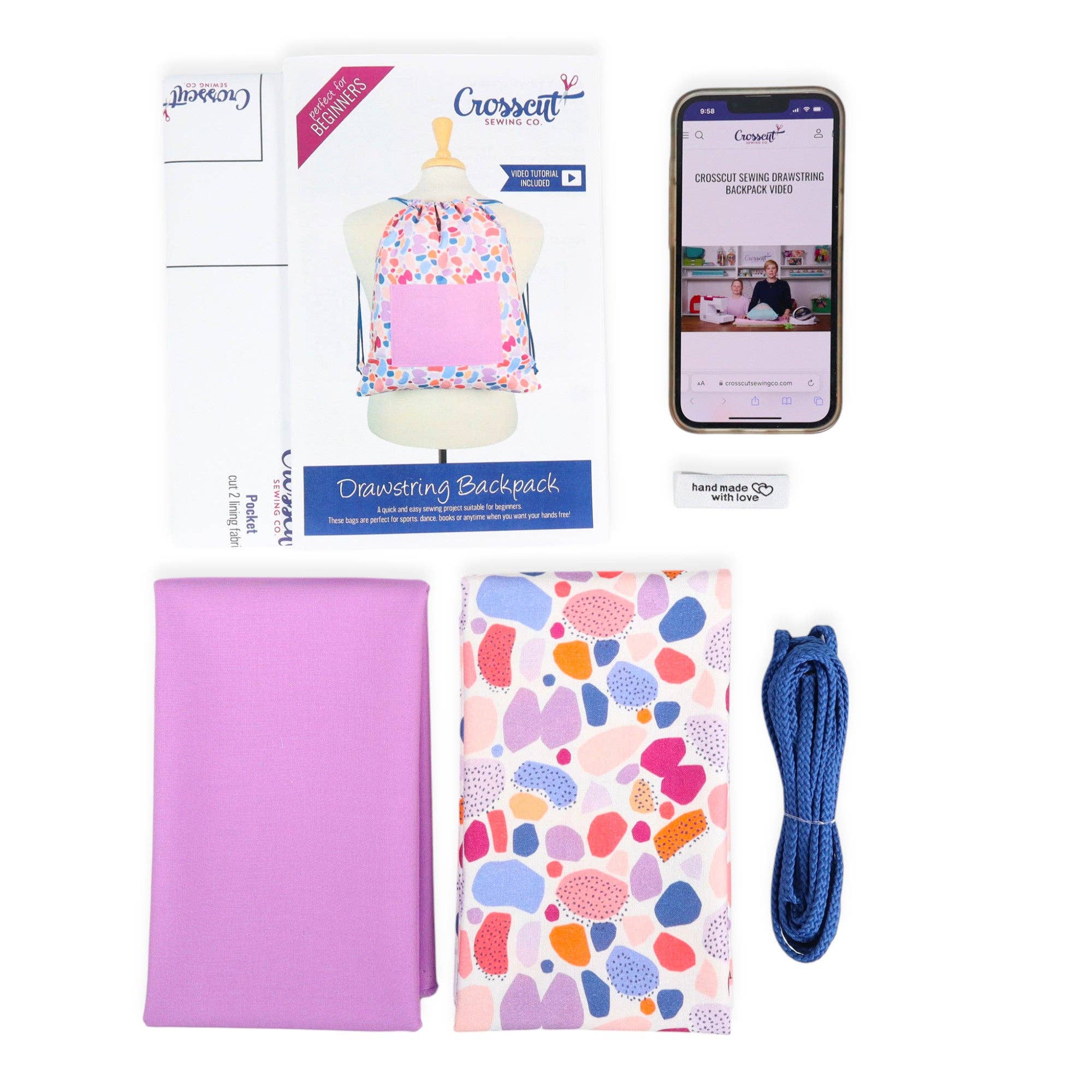 Crosscut Sewing Co. - Wholesale DIY Craft Kit - Drawstring Backpack Sewing Kit - DIY Sewing Project Kit for Beginners, Kids and Adults7