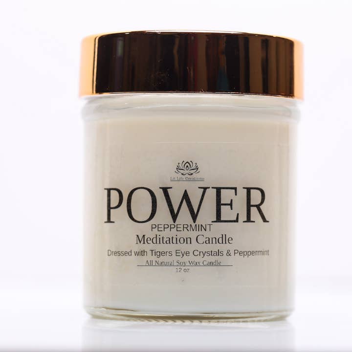 Power Meditation Candle 12oz for wholesale by Lit Life Creations