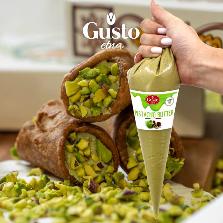 Wholesale Italian Food - Wholesale Nut Butter - Gusto Etna, Pistachio Butter Squeeze Pouch, 14.1 oz