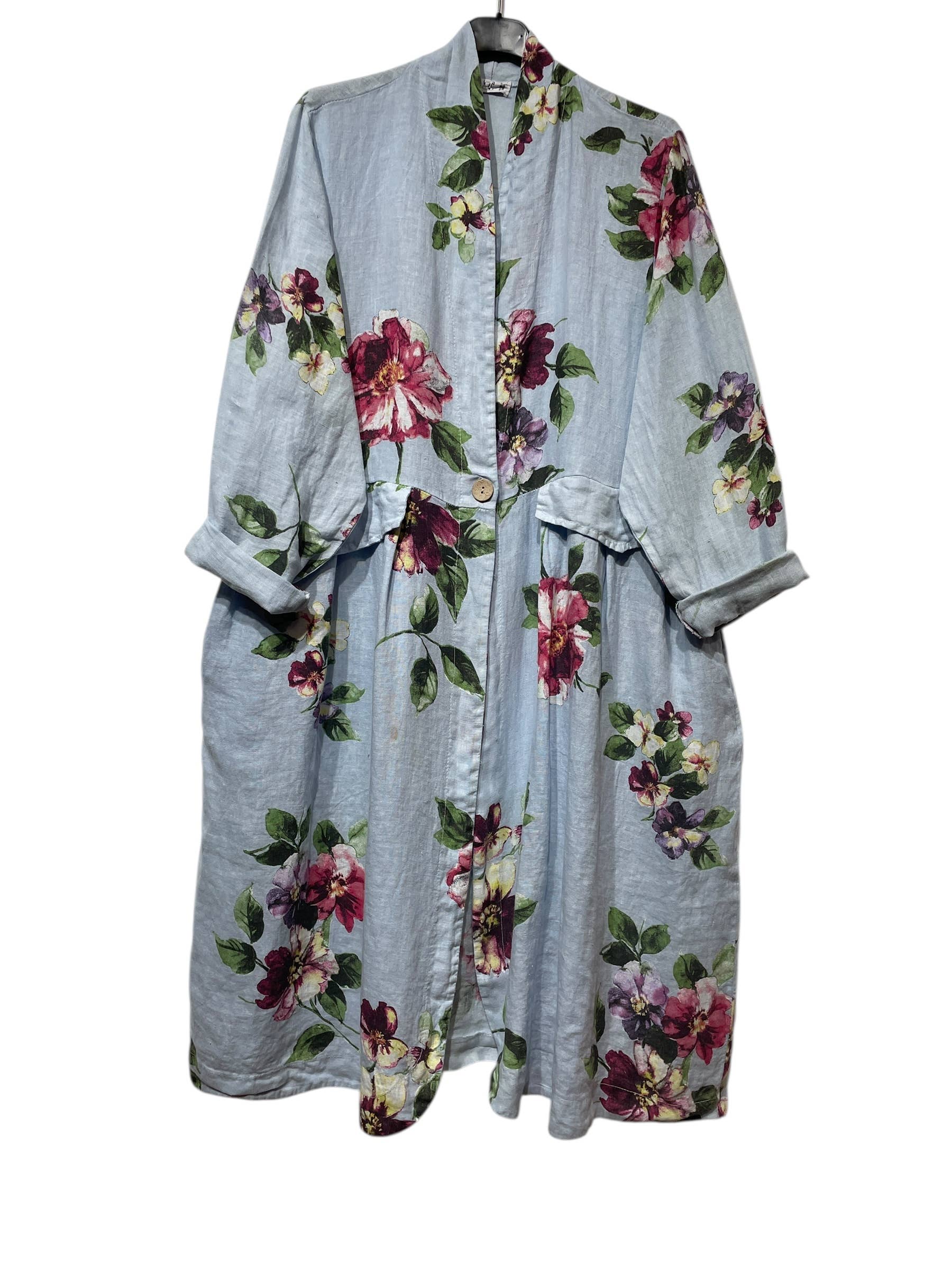 LINEN & COTTON HOUSE - Wholesale Jacket - Women's - JACKET 1142 FLOWERS LINEN MATERIAL WITH POCKETS5