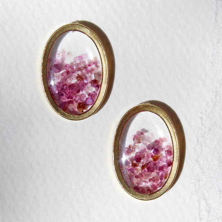 Orecchini galleggianti ovali con gemma, misura media per la vendita all'ingrosso da parte di Cameoko