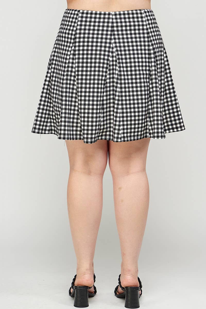 Haute Fox Plus Size & Contemporary - Wholesale Skirt - Women's - Plus Size Skirt A Line Gingham Check Print - KY18000-SK2