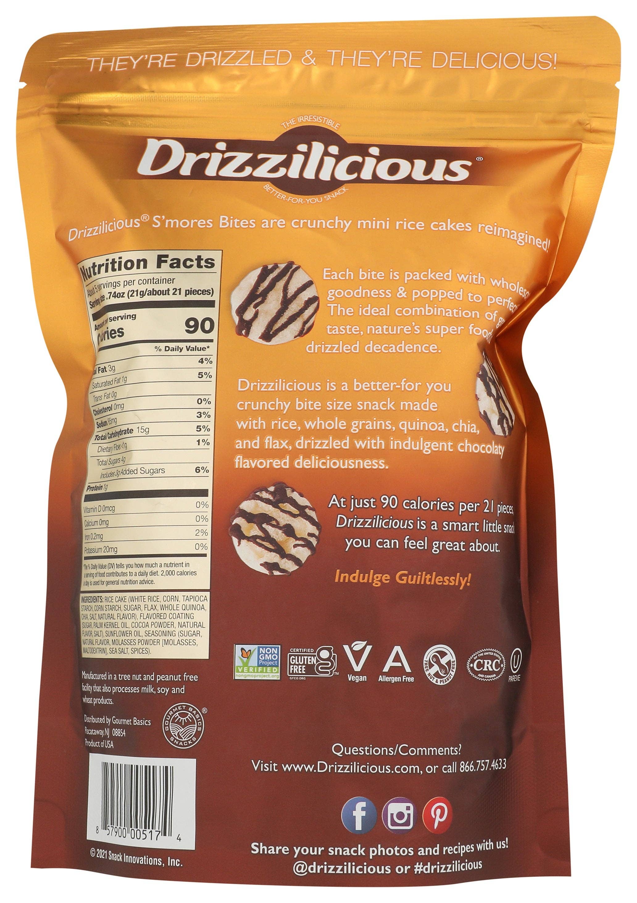Everyday Supply Co - Wholesale Snack Bar - DRIZZILICIOUS RICE CRISP MINI SMORES - Case of 61