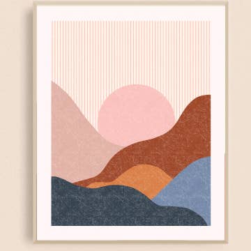 Striped Rolling Sunrise Art Print for wholesale by Black Lab Studio