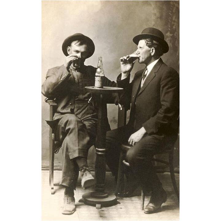 Postcard BV-60 Two Men Drinking Beer for wholesale by Found Image Press