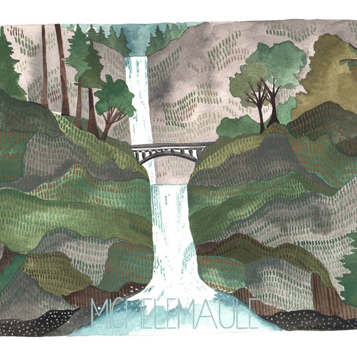 8'' x 10'' Multnomah Falls Art Print for wholesale by michele maule