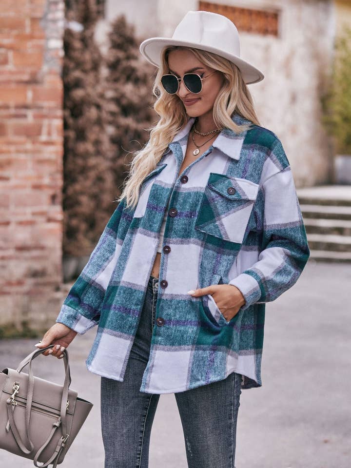 Suhkasana – wholesale Skjortjacka/jackett – Dam – Damers rutig flanellskjorta med fickor - Ledig och oversized15