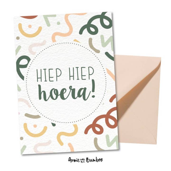 Grußkarte (A5) - Hip Hip Hoera (Aprikose) für den Großhandel von Annie with the Bamboo