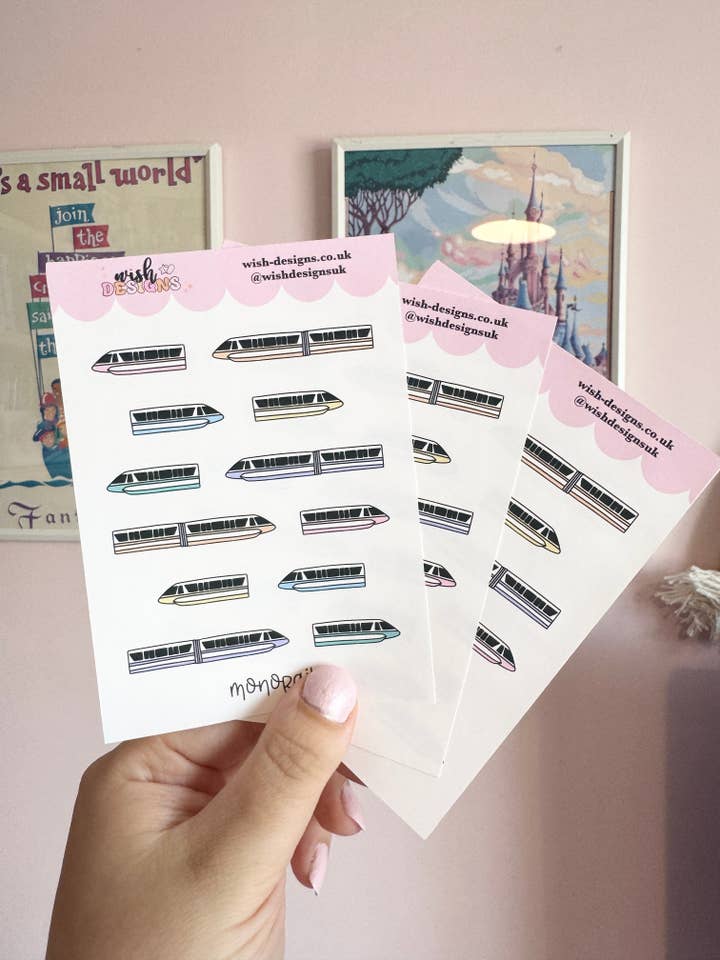 Monorail Vinyl Sticker Sheet for wholesale by Wish Designs