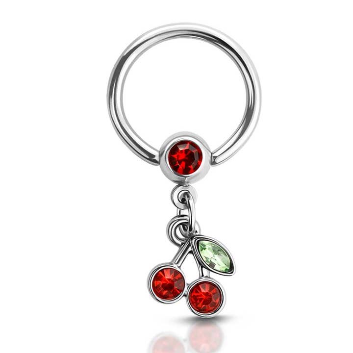 CHERRY DANGLE 316L SS CAPTIVE BEAD RING for wholesale by CRAVE